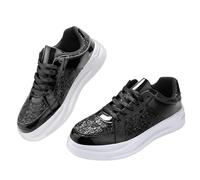 FQLGJMY Donna Piattaforma Scintillante Scarpe da Ginnastica con Pizzo-Up Design Scintillante Scarpe da Tennis Leggere Strass Moda Grunge Scarpe da Ginnastica per Il Matrimonio Sposa Lucido