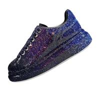 FQLGJMY Donna Piattaforma Scintillante Scarpe da Ginnastica con Pizzo-Up Design Scintillante Scarpe da Tennis Leggere Strass Moda Grunge Scarpe da Ginnastica per Il Matrimonio Sposa Lucido