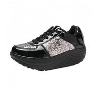 FQLGJMY Donna Piattaforma Scintillante Scarpe da Ginnastica con Pizzo-Up Design Scintillante Scarpe da Tennis Leggere Strass Moda Grunge Scarpe da Ginnastica per Il Matrimonio Sposa Lucido