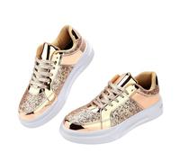 FQLGJMY Donna Piattaforma Scintillante Scarpe da Ginnastica con Pizzo-Up Design Scintillante Scarpe da Tennis Leggere Strass Moda Grunge Scarpe da Ginnastica per Il Matrimonio Sposa Lucido