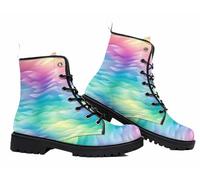 FQLGJMY Le mie donne Ankle Boots gradiente Leopard stampa fiore di farfalla stella stellata Sky colour Combat Booties Platform light Leather Travel Party Halloween Christmas