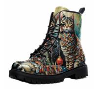 FQLGJMY Le mie Donne Anqkle Boots Candy Bastone Snowman Albero di Natale Palloncino Aghi di Pino Snowy Notte Campanile Elk Piattaforma di Cuoio Cabine di Viaggio Xmas