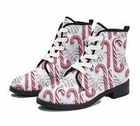 FQLGJMY Le mie Donne Anqkle Boots Candy Bastone Snowman Albero di Natale Palloncino Aghi di Pino Snowy Notte Campanile Elk Piattaforma di Cuoio Cabine di Viaggio Xmas