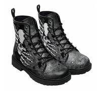 FQLGJMY Le Mie Donne Caviglia Stivali Goth Cranio Rosa Floral Fiamme Laccato Pelle Leggeri da Combattimento Intorno alla Piattaforma con Jeans Abbigliamento Moda Casual Viaggio Quotidiano Festa