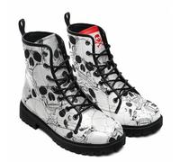 FQLGJMY Le Mie Donne Caviglia Stivali Goth Cranio Rosa Floral Fiamme Laccato Pelle Leggeri da Combattimento Intorno alla Piattaforma con Jeans Abbigliamento Moda Casual Viaggio Quotidiano Festa