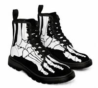 FQLGJMY Le Mie Donne Caviglia Stivali Goth Cranio Rosa Floral Fiamme Laccato Pelle Leggeri da Combattimento Intorno alla Piattaforma con Jeans Abbigliamento Moda Casual Viaggio Quotidiano Festa