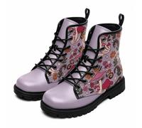 FQLGJMY Le mie Donne Stampano Scarponi da Combattimento Brevi Galassia Gradiente Animale Fluorescente Colorata Scricchiolata Sulla Caviglia Piattaforma di Viaggio Leggero in Pelle di Halloween Natale