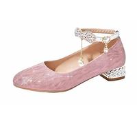 FQLGJMY Scarpe da Travestimento Mary Jane Fascia Bassa del Tallone Chiuso Il Ladro del Piede Scanalato Scintillato Cristallo Pearl Bowknot Matrimonio Compleanno Spettacolo della Scuola Cosplay Party