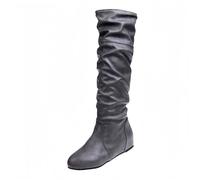 FQLGJMY Stivali da ginocchio con piattaforma a cuneo alto con tacco piattaforma grosso Lace Up & Zipper Punk Goth Stivali da combattimento di vitello medio Stivali da moto con fibbie in metallo