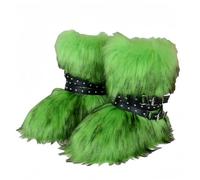 FQLGJMY Stivali da neve in pelle falsa ginocchio alta/mezzo vitello con cinghie a rivetto cravatta pelosa pelosa comoda scarpe invernali punta rotonda in camomile pelliccia calda foderata Y2K stivale