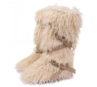 FQLGJMY Stivali da neve in pelle falsa ginocchio alta/mezzo vitello con cinghie a rivetto cravatta pelosa pelosa comoda scarpe invernali punta rotonda in camomile pelliccia calda foderata Y2K stivale