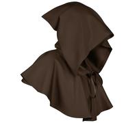 FQLGJMY Uomini e donne medievali gotico cappuccio cappuccio cappuccio cappuccio mucca mantello stregone cappello pagano costumi cosplay Halloween