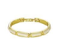 FQMWVCHN Braccialetto da donna semplice in oro rosa, regolabile, con pietre preziose occhio di gatto e perline lisce lucide, One Size, Agata