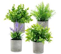 FQNmtdzan 4 piante artificiali in vaso, piante artificiali come reali, finte pianta, eucalipto, rosmarino, giacinto, piante decorative per soggiorno, bagno, camera da letto