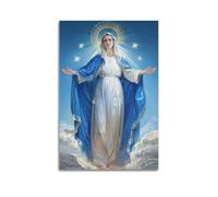FQNYR Christliches, Poster con stampa artistica da parete con Vergine Santa Maria su tela, stile retrò, decorazione per la casa e l'ufficio, 50 x 75 cm, senza cornice