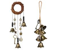 FQQF 2 Pieces Witch Bells Protection Door Hangers Witch Wind Chimes Wreath Handmade Hanging Witch Bells Wiccan Magic Wind Chimes for Home Door Doorknob Witchcraft Decorations (Novel Style)