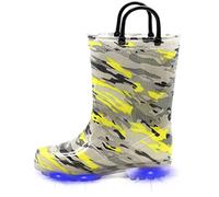 FQQF EUXTERPA Toddler-Kids Waterproof Light Up Rain Boots with Handles for Boys Todder size 9 Camouflage