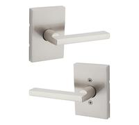FQQF Kwikset Halifax, Door Handle Lever Passage Door for Hall and Closet with Microban, Rectangular Rose in Satin Nickel