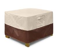FQQF Vailge Square Patio Ottoman Cover, Waterproof Outdoor Ottoman Cover with Padded Handles, Patio Side Table Cover, Heavy Duty Outdoor Furniture Covers(Medium,Beige&Brown)