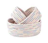 FQQWEE 3 cestini portaoggetti in corda di cotone piccoli contenitori per organizer in tessuto per desktop decorativi rotondi in corda di cotone per ingresso gioielli giocattoli chiavi