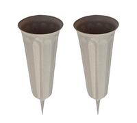 FQRDKT 2 Vasi per Fiori Scanalati da 10,2'' con Picchetto nel Terreno, Resistenti alle Intemperie