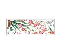 FQRDKT Adesivo Da Parete con Fiori di Orchidea, Carta Da Parati in PVC, Sfondo con Farfalle E Uccelli
