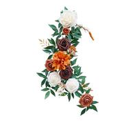 FQRDKT Composizione Floreale Artificiale per Nuziale con Rose E Foglie D'ulivo, Arancione