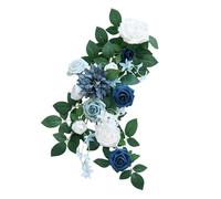 FQRDKT Composizione Floreale Artificiale per Nuziale con Rose E Foglie D'ulivo, Blu