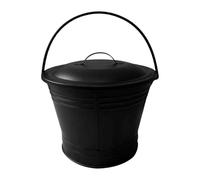 FQRDKT Secchio per Cenere Nero con Manico Spesso E Coperchio, Realizzato in Metallo Robusto, per Caminetti da Esterno E da Interno.