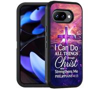 FQTBCEARI Progettata per Google Pixel 10a, custodia protettiva integrale a 3 strati resistente di grado militare per Google Pixel 10a (2026), citazione incrociata versi biblici Philippians 4-13