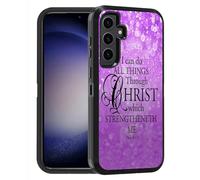 FQTBCEARI Progettata per Samsung Galaxy S25 FE, custodia protettiva integrale a 3 strati, resistente di grado militare, antiurto, per Samsung Galaxy S25 FE 5G da 6,7 pollici, versi della Bibbia viola