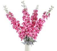 Fqueelvys Fiori artificiali di delfinio rosa a stelo lungo 106 cm, per vasi alti, 4 pezzi, fiori finti in seta realistici, per casa, matrimoni, decorazione da tavolo, composizione floreale (rosa scuro