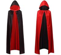 FQUVSP Vampiro Mantello Cappuccio Halloween Vampiro Dracula Mantello Nero Rosso Reversibile Mantello per Halloween Fancy Dress Costume Bambini o Aulti Halloween Dracula Cosplay (120CM)
