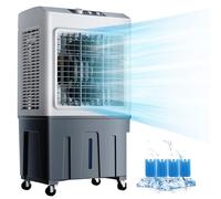 FQWYNMZ Condizionatore Portatile, Raffrescatore D'aria 3 in 1 con Serbatoio Dell'acqua da 50 Litri, Ventilatore Aria Fredda con 3 Velocità, 4 Impacchi di Ghiaccio, Umidificatore Industriale per Stanza