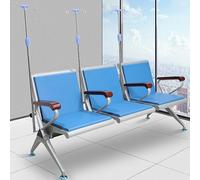 FQWYNMZ Poltrone Mediche per Sala D'attesa a 3 Posti, Poltrona per Flebotomia con 3 Aste Portaflebo, Poltrona per Flebo con Braccioli e Schienali in Legno Massello, Sedute in Pelle,(Blue)