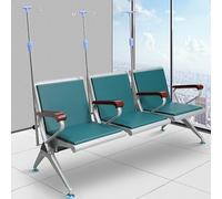 FQWYNMZ Poltrone Mediche per Sala D'attesa a 3 Posti, Poltrona per Flebotomia con 3 Aste Portaflebo, Poltrona per Flebo con Braccioli e Schienali in Legno Massello, Sedute in Pelle,(Green)