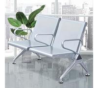 FQWYNMZ Set di Panche for Sala D'attesa a 2 Posti, Sedia for Sala D'attesa in Similpelle, Sedia for Reception con Schienale e Braccioli, Imbottitura in Spugna ad Alta Resilienza(Silver)