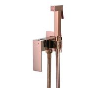 FQYEP Doccetta A Parete in Ottone Miscelatore Acqua Calda E Fredda con Doccetta per Wc Wc Oro Rosa,Pagamento Quadrato