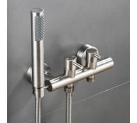 FQYEP Doccetta Bidet A Muro Nichel Spazzolato Doccino per WC Acqua Calda E Fredda Ottone Doppia Uscita Collegabile Al Serbatoio Del WC/Soffione Doccia