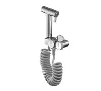 FQYEP Doccetta Bidet per WC A Parete In Ottone Cromato | Kit Idroscopino WC A Doppia Modalità con Doppia Uscita con Tubo Adatto per L'Igiene personale