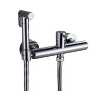 FQYEP Doccetta Bidet per Wc Ottone Spruzzatore per Bidet Idroscopino Acqua Calda E Fredda,Cromato