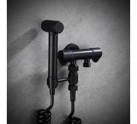 FQYEP Doccetta per Bidè Portatile In Ottone Nero Kit Spruzzatore WC A Parete Design Uno Dentro E Due Fuori Può Essere Collegato Alla Toilette Adatto per La Pulizia Del Bagno