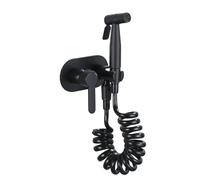 FQYEP Doccetta per Bidet Nero Doccino Bidet per Wc Idroscopino Acqua Fredda E Calda in Ottone,Tubo A Molla B