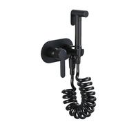 FQYEP Doccetta per Bidet Nero Doccino Bidet per Wc Idroscopino Acqua Fredda E Calda in Ottone,Tubo A Molla A