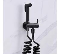 FQYEP Doccetta per Bidet Portatile Spruzzatore per WC In Ottone | Set Idroscopino per WC O Doccetta Igienica per Bidet A Parete Solo Acqua Fredda con Tubo,Nero