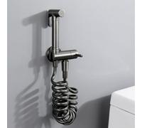 FQYEP Doccetta per Bidet Portatile Spruzzatore per WC In Ottone | Set Idroscopino per WC O Doccetta Igienica per Bidet A Parete Solo Acqua Fredda con Tubo,Cenere Di Pistola