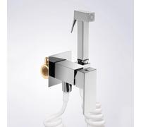 FQYEP Doccetta per Wc Bidet Doccetta Doccino per Bidet Idroscopino Wc Acqua Calda E Fredda,Cromo Placcato,Tubo A Molla