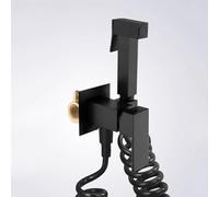 FQYEP Doccetta per Wc Bidet Doccetta Doccino per Bidet Idroscopino Wc Acqua Calda E Fredda,Nero,Tubo A Molla