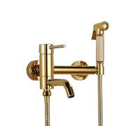 FQYEP Kit Doccetta per Wc A Parete Oro Doccino per Bidet Acqua Calda E Fredda Idroscopino Wc,Modello B.