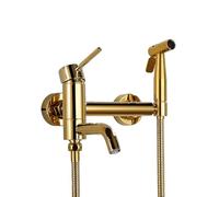 FQYEP Kit Doccetta per Wc A Parete Oro Doccino per Bidet Acqua Calda E Fredda Idroscopino Wc,Modello C.